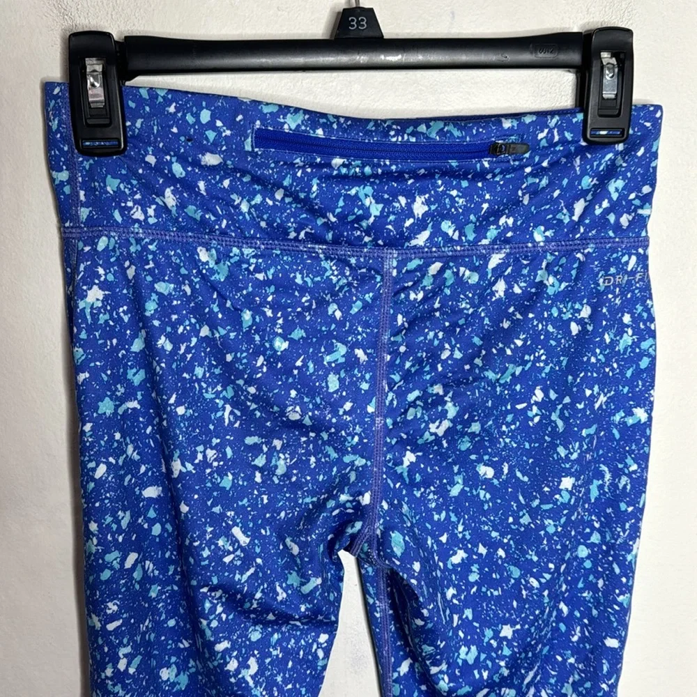 Nike Dri-Fit electric blue speckled athletic running tights leggings size S